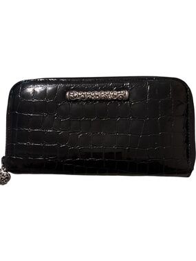 Brighton zip-around croc embossed patent leather wallet